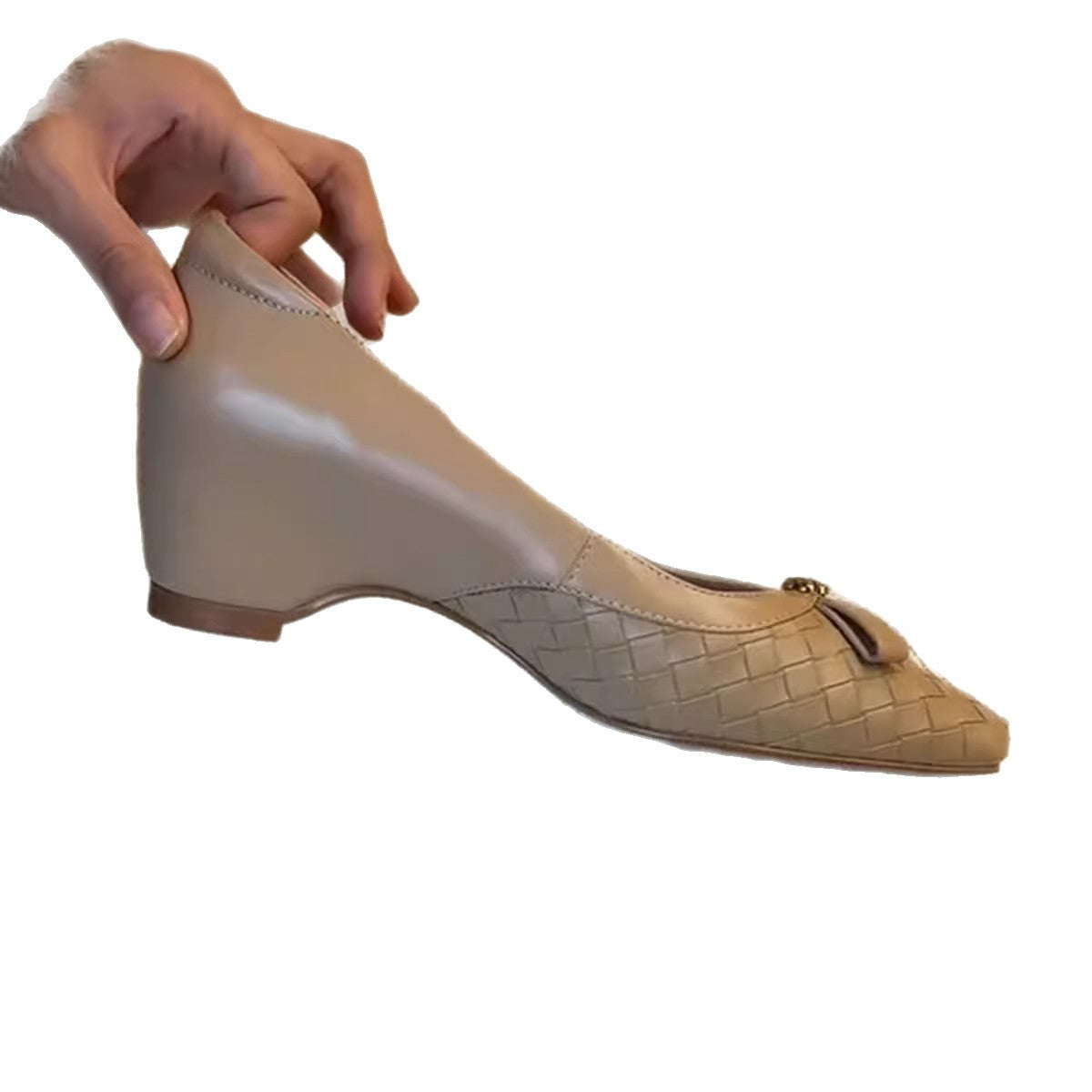 Damen Ballerinas Geflochtene Schuhe mit Schleife Elegant