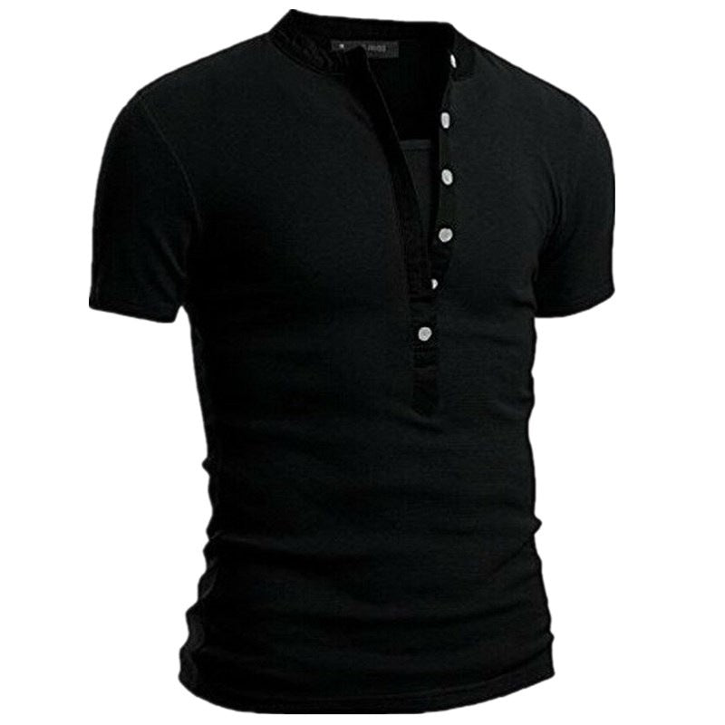 Herren Kurzarmshirt Modern mit Knöpfen und Steppkragen