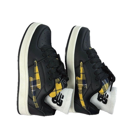 Damen Sneaker Kariert Bequem Gepolstert