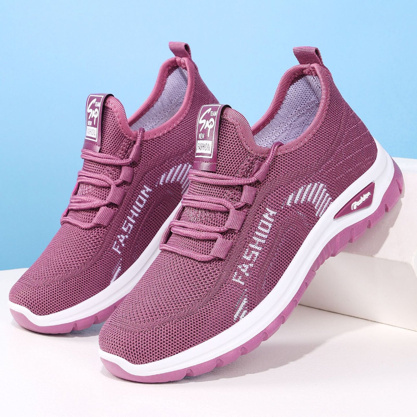Damen Sneaker Sportlich Elastisch Bequem Laufsohle