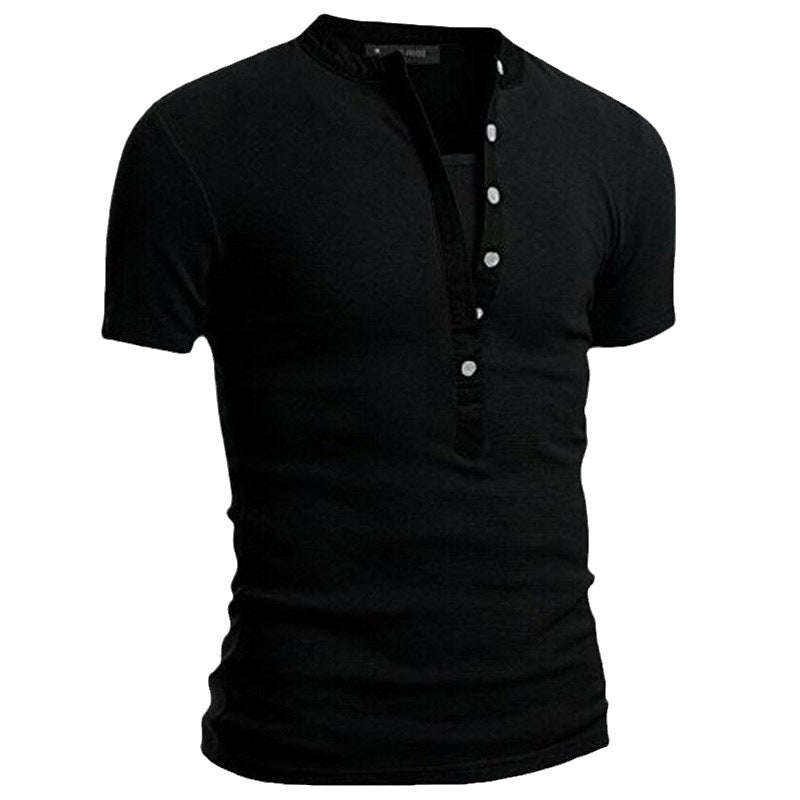 Herren Kurzarmshirt Modern mit Knöpfen und Steppkragen