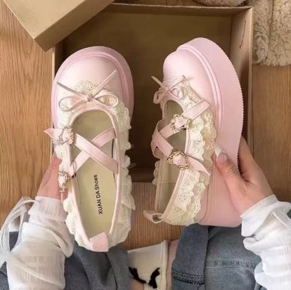 Damen Sandalen Hochhackig Plattform mit Spitzendetail und Riemenverschluss