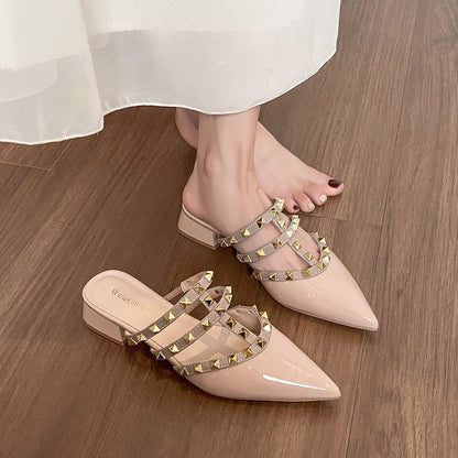 Damen Slingback Pantoletten Strass Glitzer Blockabsatz - BerlinGlamour