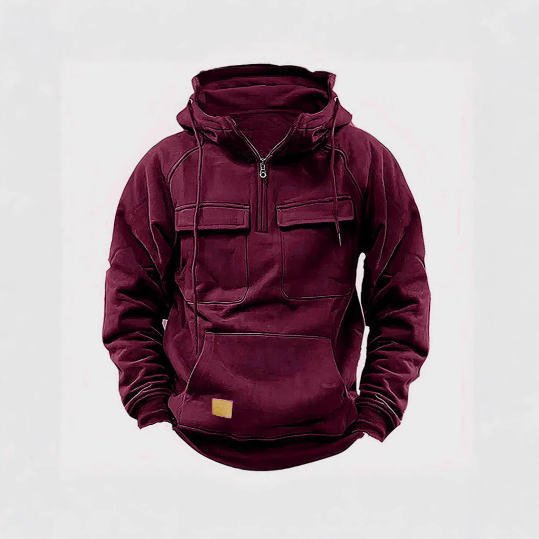 Herren Kapuzenjacke Funktionell mit Taschen Schwarz