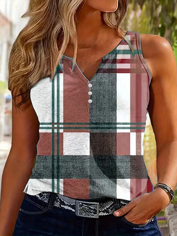Damen Top V-Ausschnitt Ärmellos Modern Dekorativ