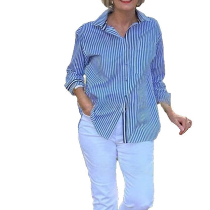 Damen Bluse Langarm Gestreift Modern