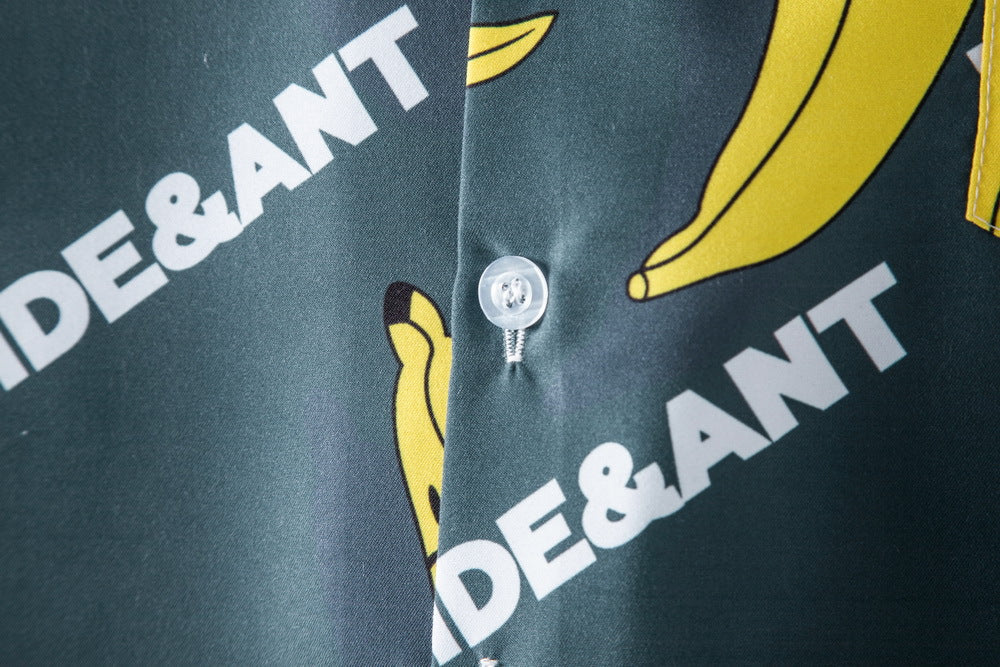 Herren Kurzarmhemd Lustig Bananen Motiv Berlin Style
