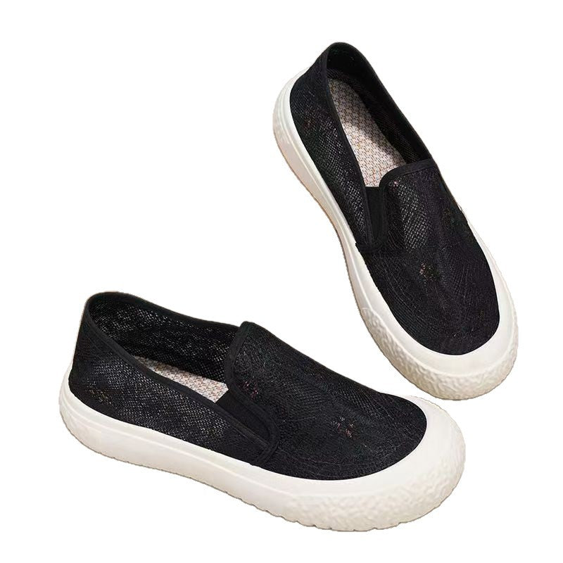 Damen Slip-On Schuhe Spitze Weich Modern