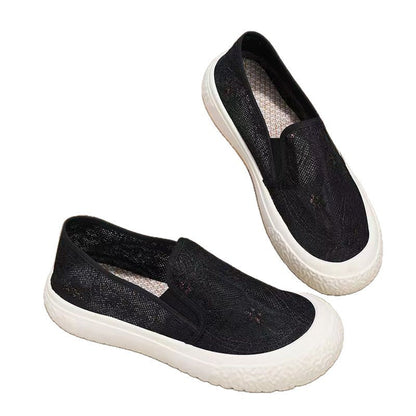 Damen Slip-On Schuhe Spitze Weich Modern