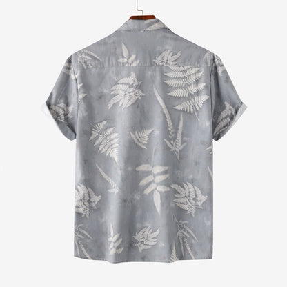 Herren Hemd Kurzarm atmungsaktiv Blumenmuster Sommer
