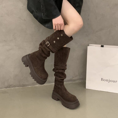 Damen Overknee Stiefel Elegante Schnürung Hochwertig