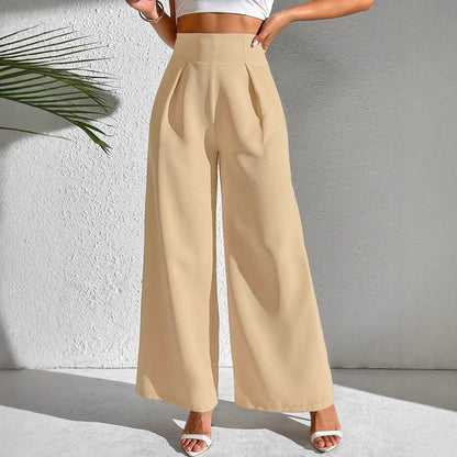 Damen Palazzo-Hose Weite Bein Hochtailliert Elegante Damenmode