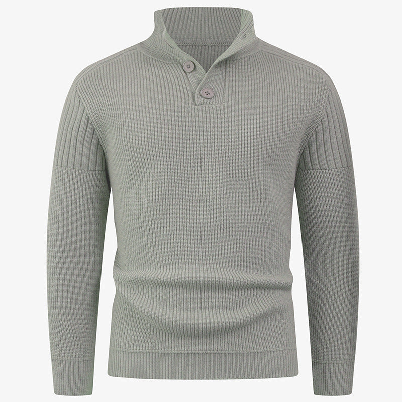 Herren Pullover Strick mit Hochkragen und Knöpfen Modern