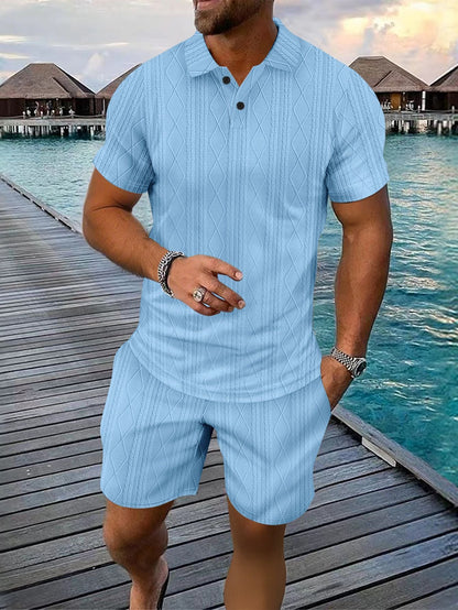 Herren Poloshirt Kurzarm mit Struktur Optik Sommer