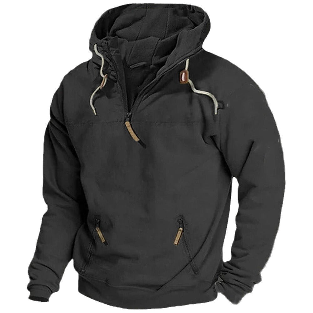Herren Pullover Lässig Reißverschluss Kängurutasche Größe XL