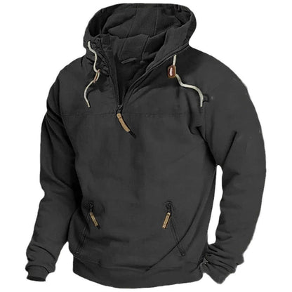 Herren Pullover Lässig Reißverschluss Kängurutasche Größe XL