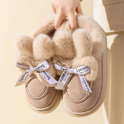 Damen Hausschuhe Flauschig Warm mit Schleifenoptik - BerlinGlamour