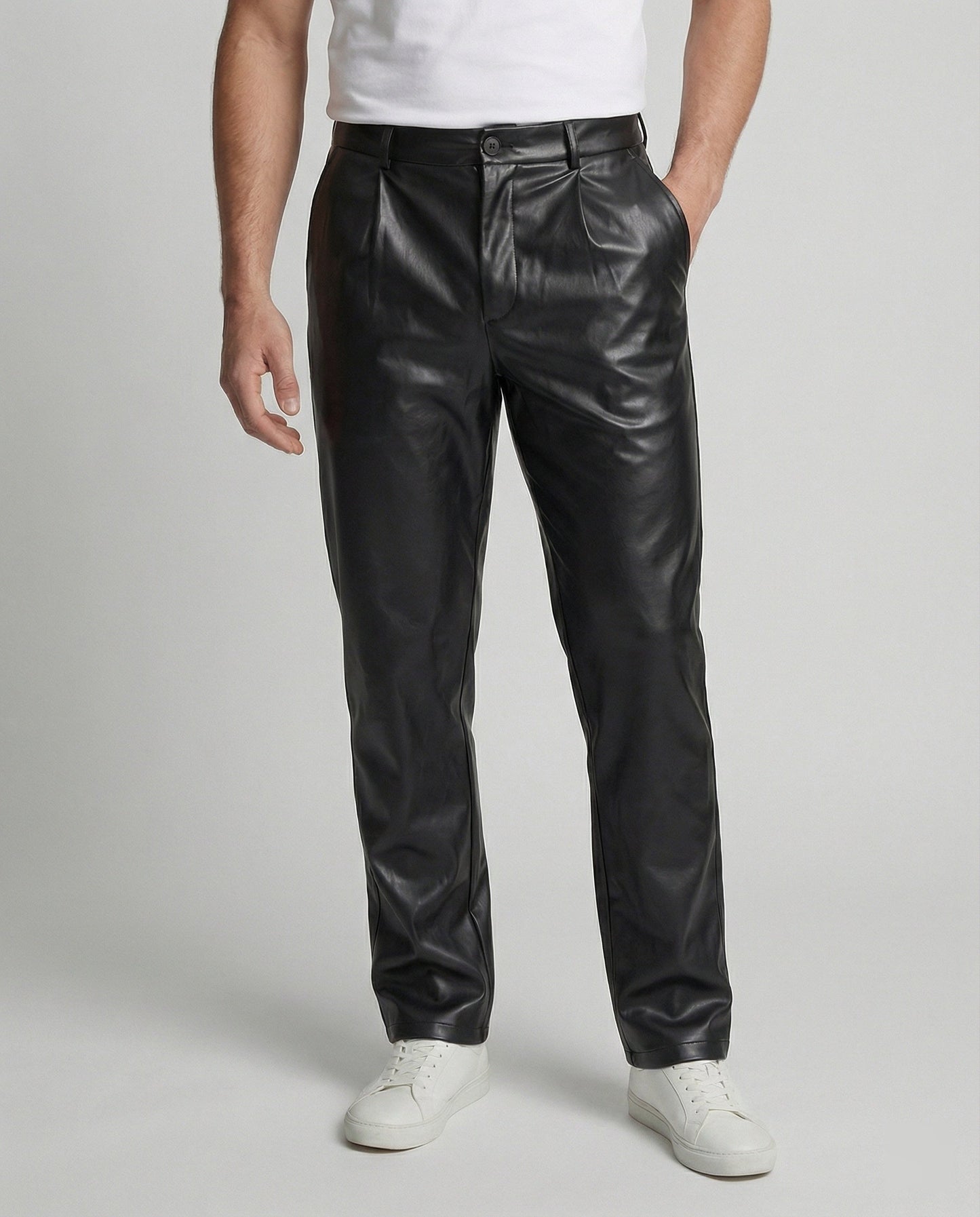 Herren Lederhose Elegant Geschnitten Schwarz - BerlinGlamour