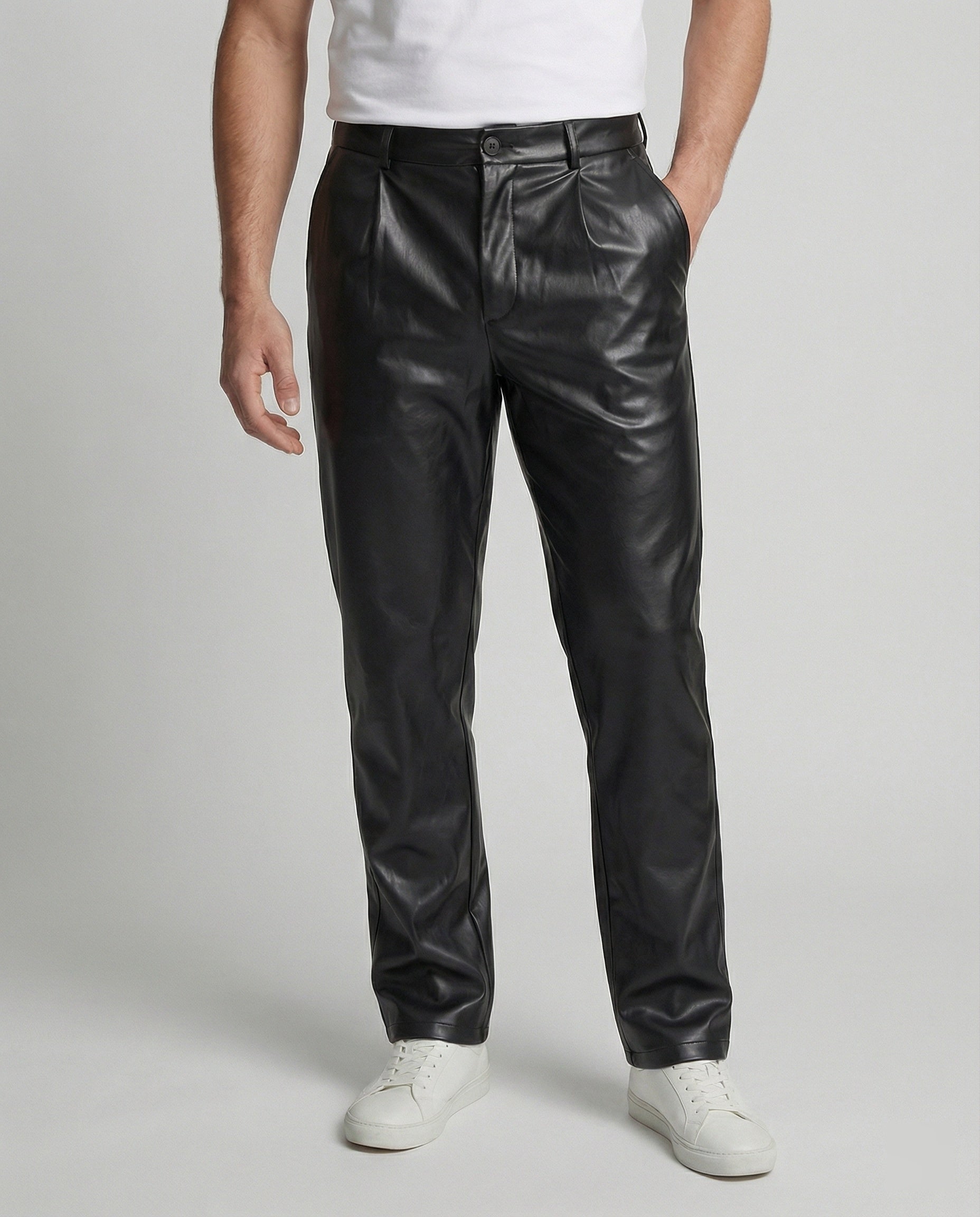 Herren Lederhose Elegant Geschnitten Schwarz - BerlinGlamour