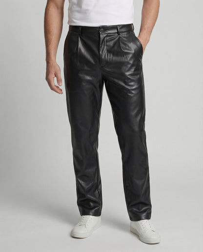 Herren Lederhose Elegant Geschnitten Schwarz - BerlinGlamour
