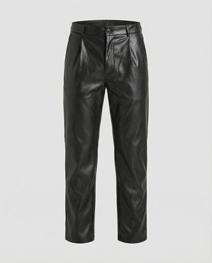 Herren Lederhose Elegant Geschnitten Schwarz