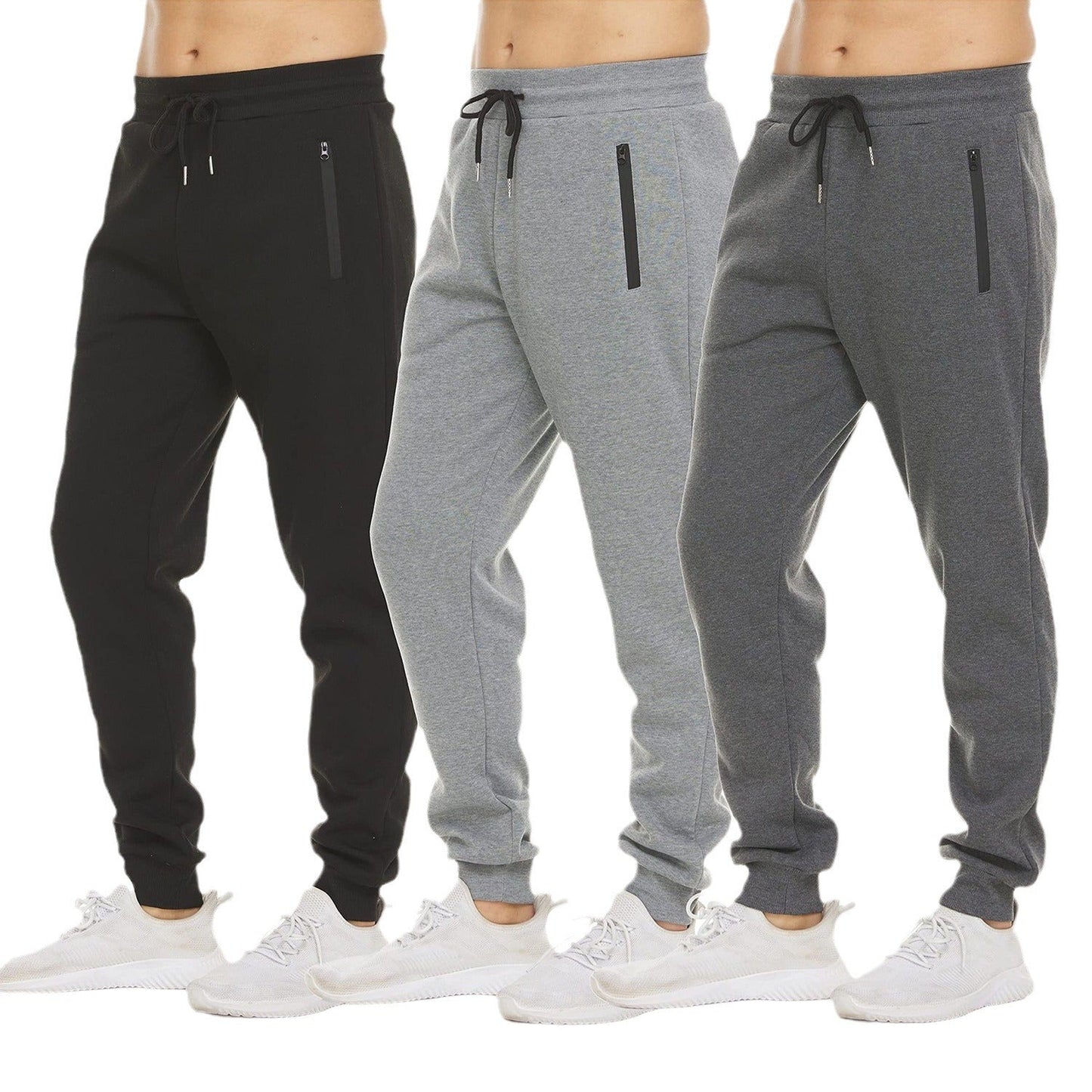 Herren Jogginghose Slim Fit mit Reißverschlusstaschen Grau
