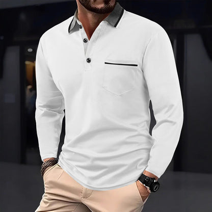 Herren Polohemd Modern Kragen Kontrastfarben Slimfit