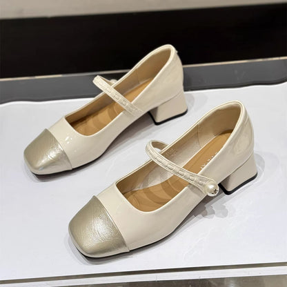 Damen Schuhe Mary Janes Elegante Riemen Glänzend