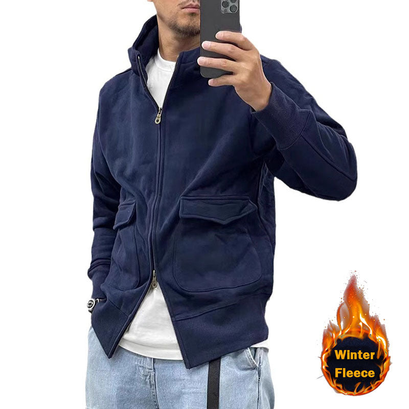 Herren Fleecejacke Kapuzenjacke Warm mit Taschen - BerlinGlamour