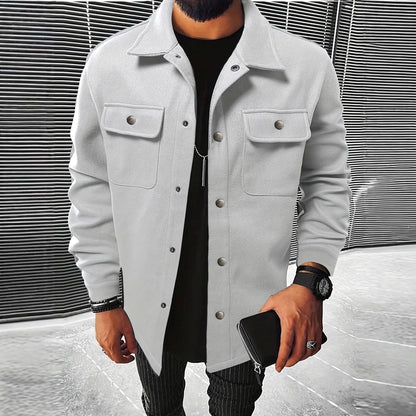 Herren Overshirt Jacke Modern mit Taschen und Knöpfen