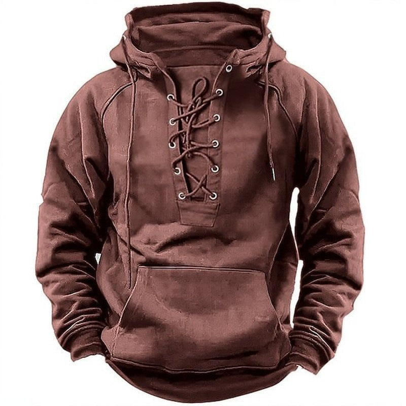 Herren Kapuzenpullover Trendy Schnürung Urban Style