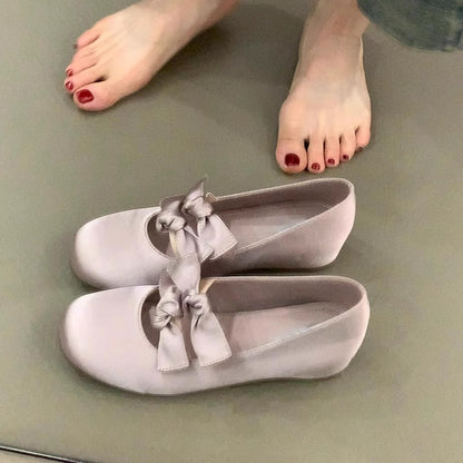 Damen Ballerinas Schleife Elegant Bequem