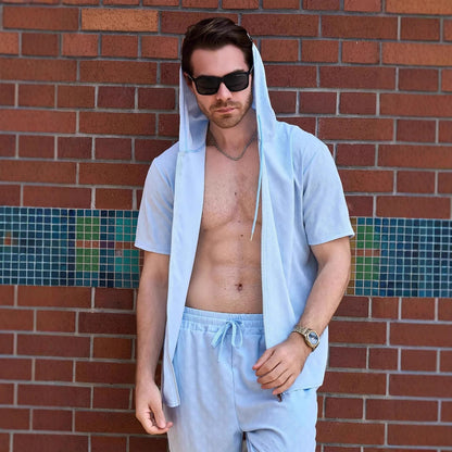 Herren Sport-Hemd Kapuze Reißverschluss Funktionsshirt