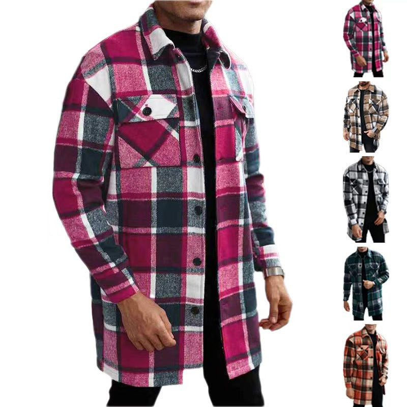 Herren Flanellhemd Jacke Karo Modern mit Taschen