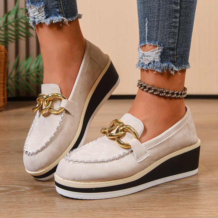 Damen Mokassinschuhe Schnallen-Design Komfort Fußbett