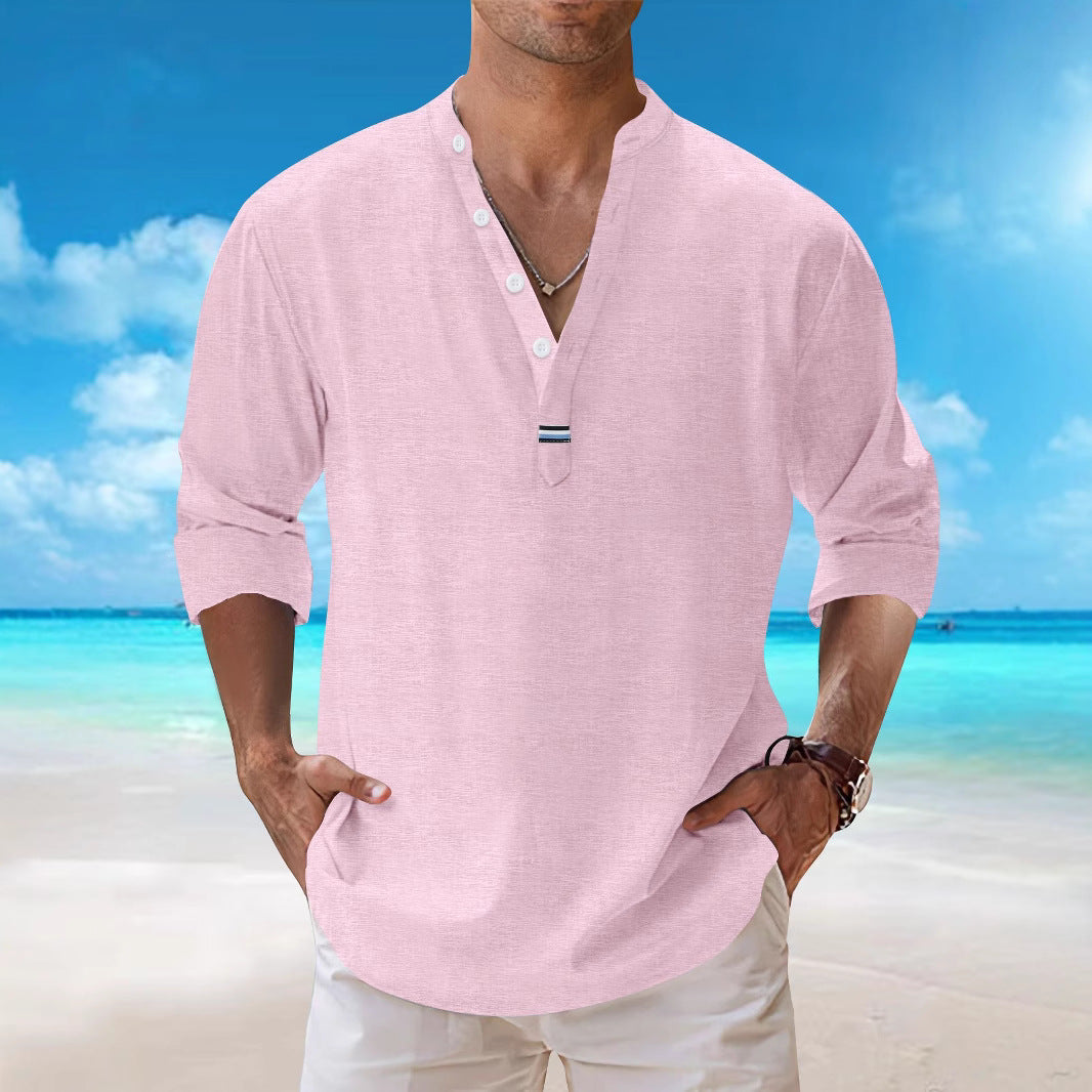Herren Langarmhemd Modern Slim Fit Knopfleiste