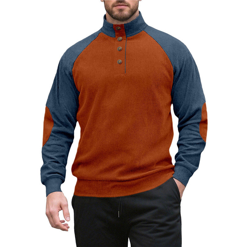 Herren Pullover Sportlich Hochgeschlossen Mit Knöpfen