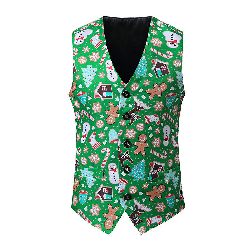 Herren Weihnachtsweste Lebhaftes Design Rot Gold