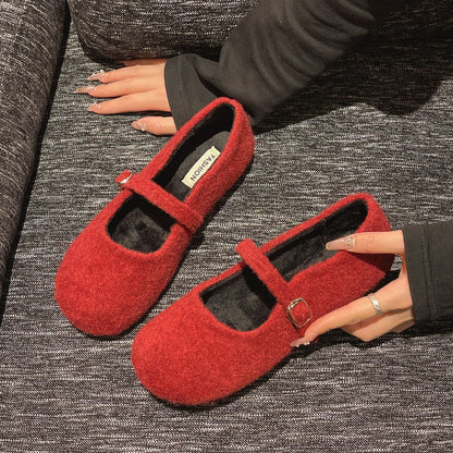 Damen Filzschuhe Bequem Elegant Riemchen Schwarz - BerlinGlamour