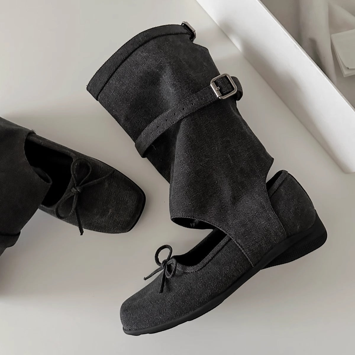 Damen Ballerinas Bequem Elegant Riemendesign