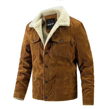 Herren Cordjacke Teddyfell Warm Winterjacke