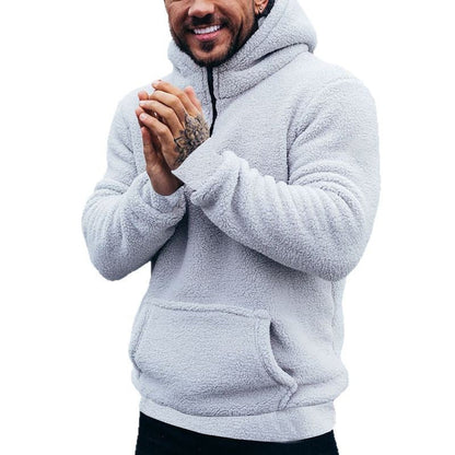 Herren Fleece Pullover Kapuzenpullover Weich Warm mit Taschen