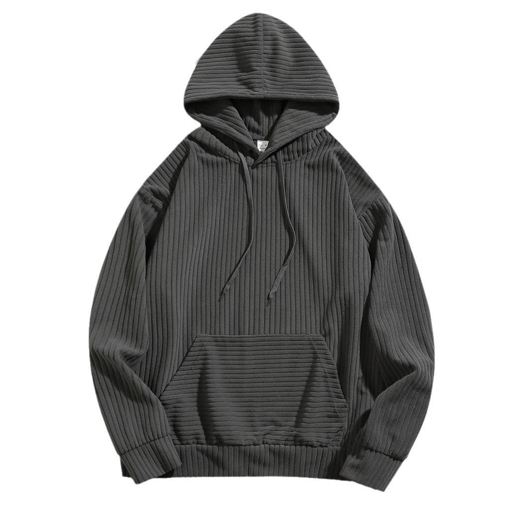 Herren lässiger Kapuzenpullover mit geripptem Design und praktischen Taschen Berlin-Glamour.