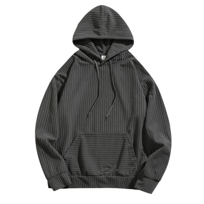 Herren lässiger Kapuzenpullover mit geripptem Design und praktischen Taschen Berlin-Glamour.