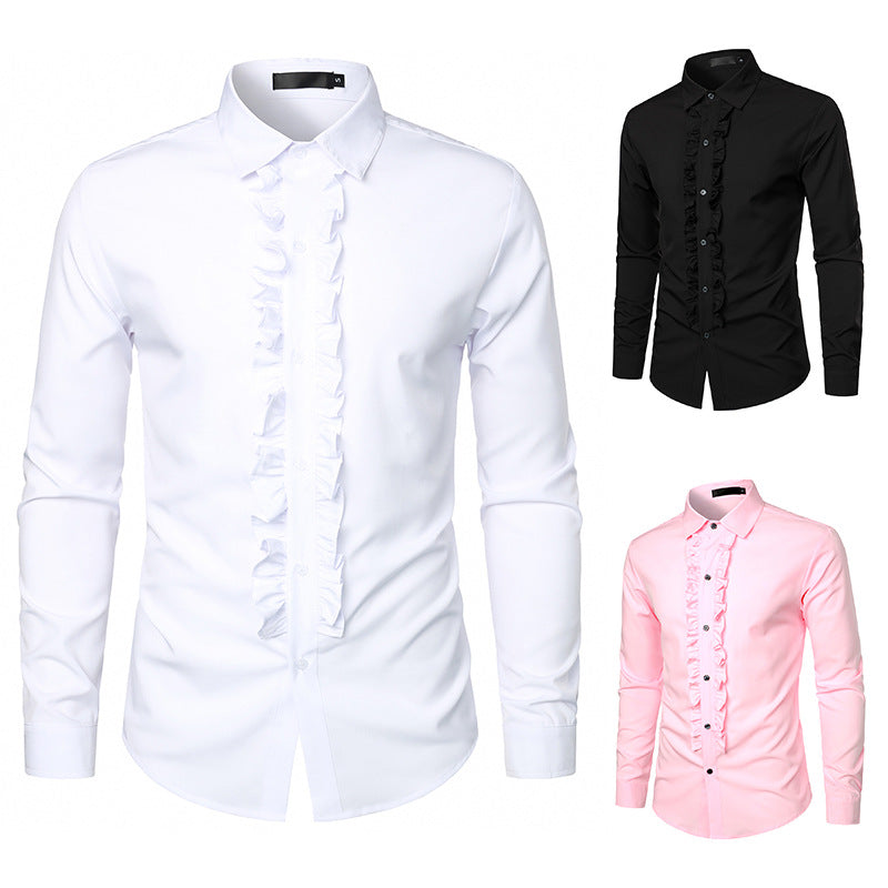 Herren Rüschenhemd Elegant Modern Slim Fit