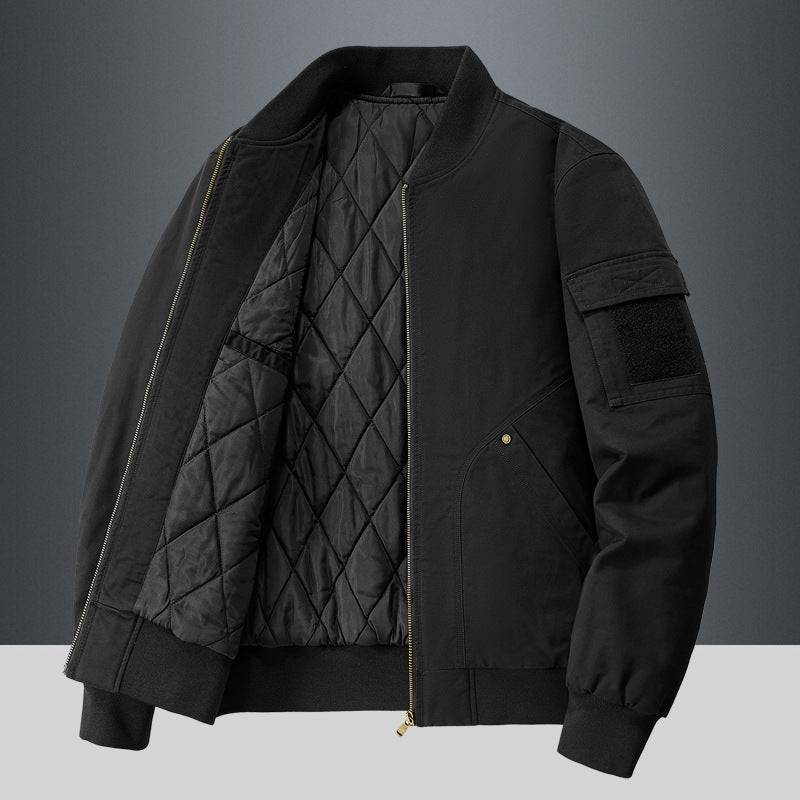 Lederjacke Herren Lässig Schwarz Mit Futter