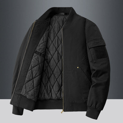Lederjacke Herren Lässig Schwarz Mit Futter