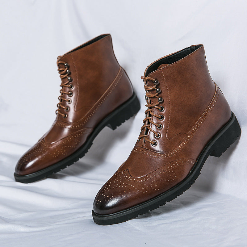 Damen Schnürstiefel Leder Elegante Hochgeschlossen Winterstiefel - BerlinGlamour