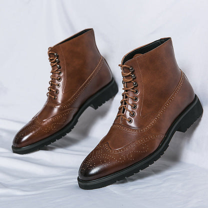 Damen Schnürstiefel Leder Elegante Hochgeschlossen Winterstiefel - BerlinGlamour