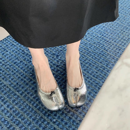Damen Ballerinas Glänzend Schleife Damen Schuhe Modern